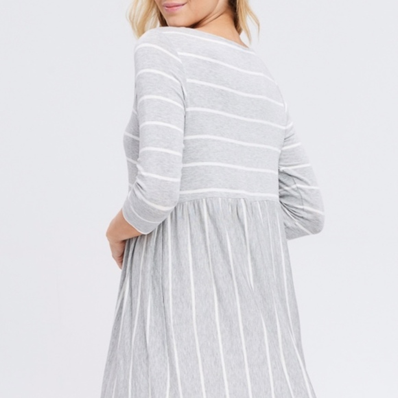 !! LAST ONE !! Grey Stripe Mini Dress Size L - Picture 4 of 5